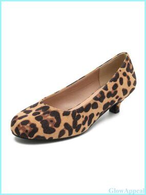 Round Toe Kitten Heel Slip-On Pumps Low Heel Dress Shoes